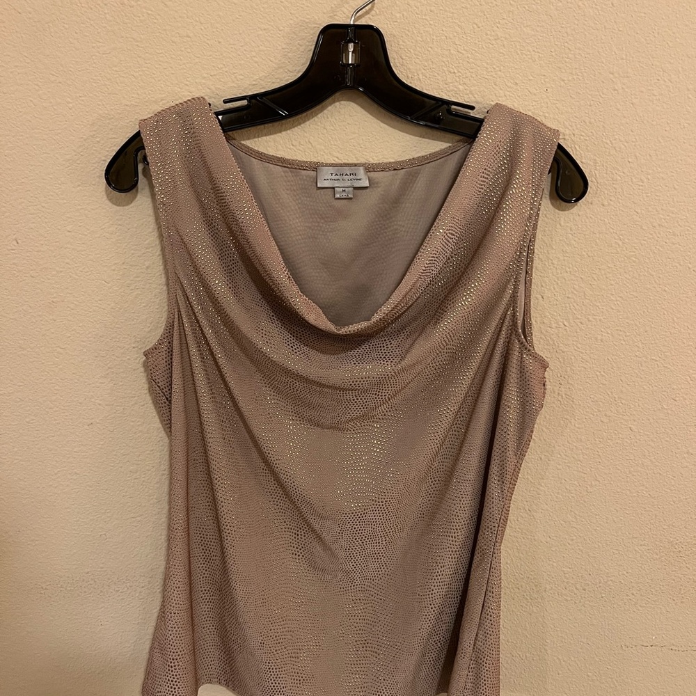 Tahari Cowl Neck Sleeveless Top